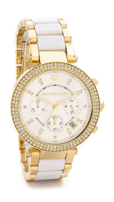 michael kors white and gold watch|michael kors gold tone watch.